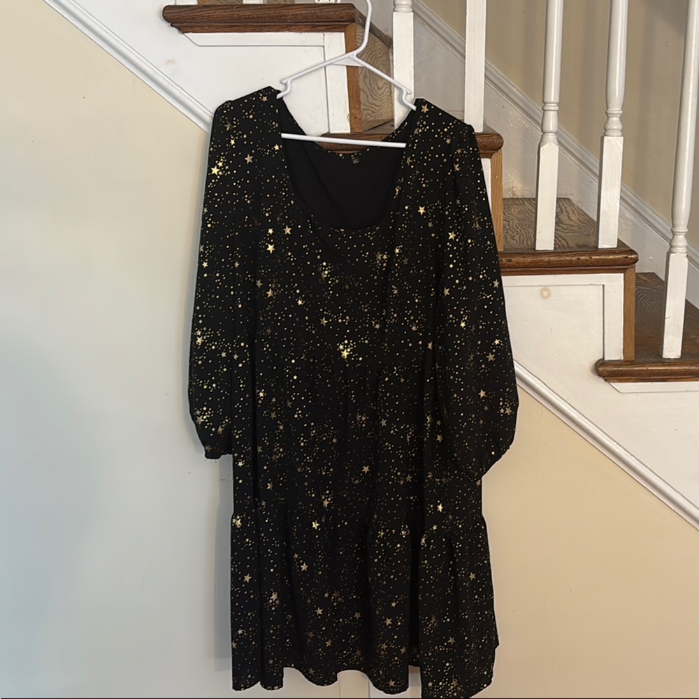 Black Dress with Gold Star Pattern